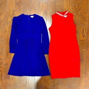 Lot of 2 Vintage Calvin Klein Dresses Red Purple Glam Party Knee Length sz 10 M